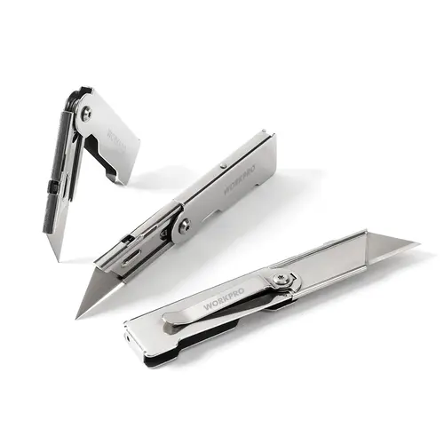 #toolupgrade WORKPRO 3-Count Quick Change Folding Pocket Utility Knife Set with Belt Clip
