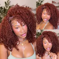 UNice 250% Density Reddish Brown Fluffy Afro Kinky Curly with Layered Finger Coil Ends Glueless 7x5 HD Lace Closure Human Hair Wigs No Slip Beginner-Friendly Natural Looking #SoHoChic