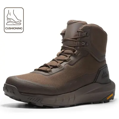 【SohoChic】NORTIV 8 Terrascope High-Top Men's Army Oxford Black Plain Round Toe Work Protective Boots - Oxford Fabric, Nylon, Breathable Mesh Lining, Vegan Leather, EVA, ETPU Rubber Outsole, Wedge, for Outdoor & Construction Use, Delivery Included