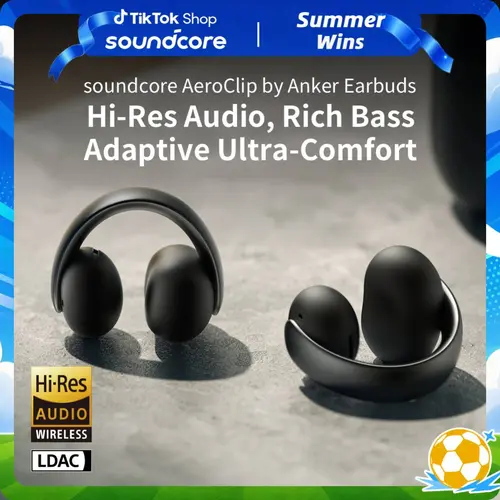 soundcore AeroClip by Anker, Open-Ear Earbuds, Clip-On Headphones, Adaptive Comfort, Clear Calls with 4 Mics and AI, Stable Fit, 12mm Drivers for Powerful Bass, Hi-Res, Open-Ring Design #tiktokshopsummersale