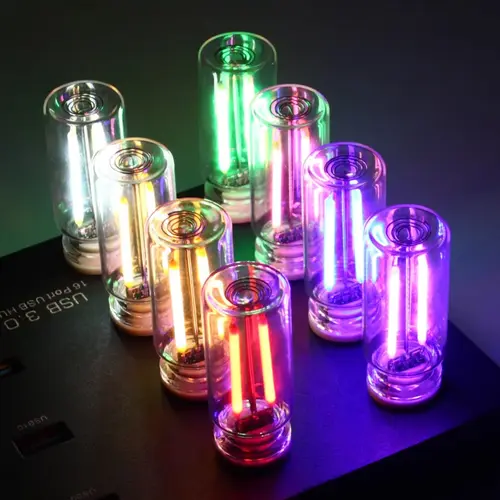 Hugexpen USB Ambient Night Light - Touch Dimmable LED Filament Lamp, Plug-and-Play Portable Lighting for Cars, Car Decor, Man Cave Gadgets