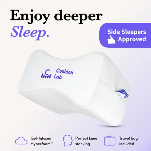 Cushion Lab | Side Sleeper Knee Pillow — Sleep Deeply, Every Night — Memory Foam Knee Pillow for Side Sleepers & Hip Alignment