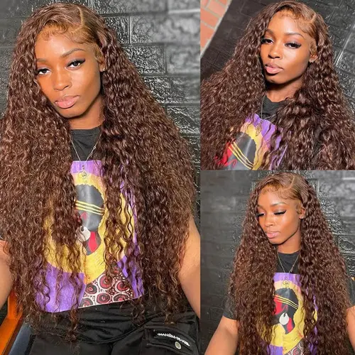 [NEW IN] Brown Chocolate Deep Wave Wigs Bling Hair 13x4 13x6 Hd Lace Frontal Human Hair Wig Colored Water Wave Lace Front Wig for Women Pre Plucked Clearence Sale SoHoChic Style #TikTokShopBackToSchool