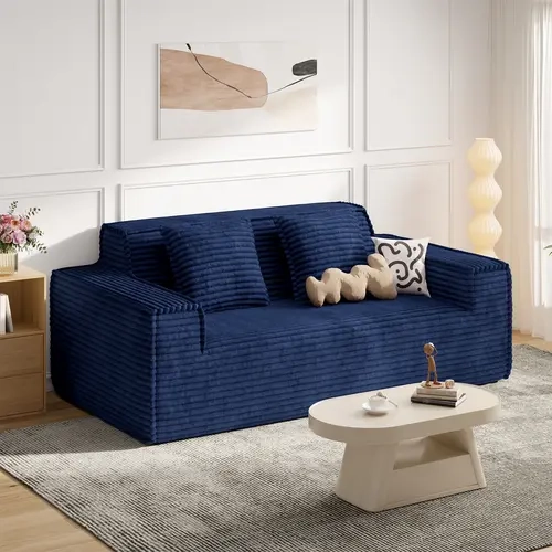 77in Modern Minimalist Corduroy Cloud Soft Sofa - 1 Pc Boneless Lazy Couch, No Assembly Required, Cozy Deep Seat Indoor Furniture for Living Room, Bedroom Apartment Furniture