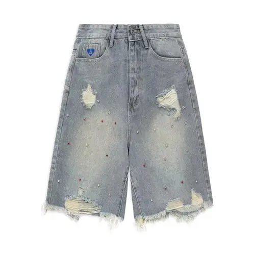 Aelfric Eden Women's Rhinestone-Applied Wide-Leg Denim Jorts, Cute Fitted Cotton Clothes with Streetwear Style, 2025 Trendy Casual Bottoms,summerwins,summeroutfits,vacationoutfits,beachoutfits