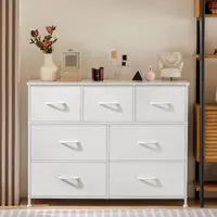 Sweetcrispy 7-Drawer Modern Steel Frame Storage Cupboard - Wooden Top, 4L Multi-Use Fabric Bin Organizer, Wardrobe Dorm Rental Room Upgrade Solution, Dorm Decor & Room Essentials Furniture