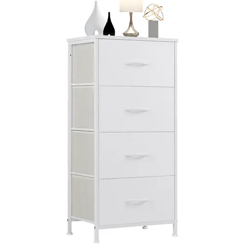 Sweetcrispy Modern 4-Drawer Skinny Fabric Organizer Dresser - New Color Practical Wooden Indoor Cupboard, Closet Organizer with Drawers for Bedroom Furniture & Room Decor