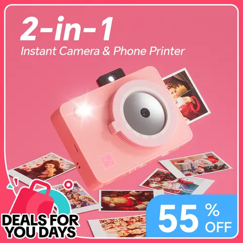Hanin Z5S 2-in-1 Portable Digital Camera & 2x3 in Bluetooth Photo Printer, Full-Color Dye-Sub Ink-Free Instant Printing, Built-In Battery, Compatible with iPhone/Android Phones, Travel Use #SummerSale, 2-3 Inches