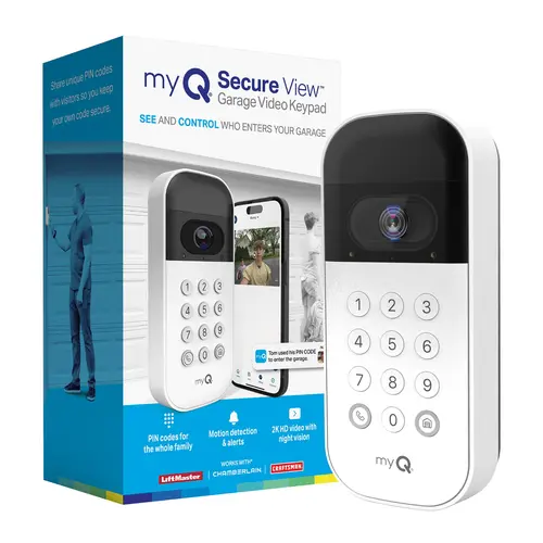 myQ Smart Garage Door Video Keypad with Wide-Angle Camera, Customizable PIN Codes, and Easy Access to Garage via MyQ App, Compatible with LiftMaster, Chamberlain, and Craftsman Openers. See & Control your Garage from anywhere.