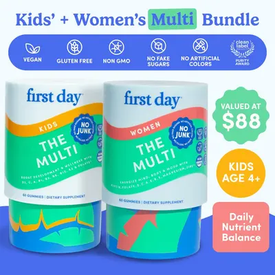 First Day Kids & Women's Multivitamin Gummy Supplement - Organic 21 Superfoods Blend, 9 Essential Vitamins, Supports Growth & Brain Health - Vegan, Non-GMO, Gluten-Free, No Junk - 30-Day Supply Healthcare Dietary