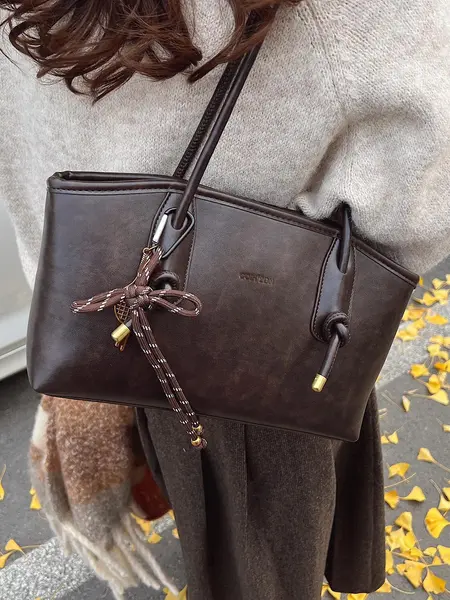 26 Women's Elegant Solid Color Shoulder Bag, Fashionable Large Capacity Crossbody Handheld Bag for Daily Used, Casual Trendy Versatile High-quality Daily Commuting Bag