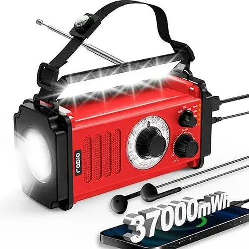 Running Snail Emergency NOAA Weather Radio, 37000mWh Solar Hand Crank, AM/FM NOAA Alerts, SOS Alarm, Flashlight, Reading Lamp, Headphone Jack, USB Charging, Up To 25H Play @50% Volume, Portable Family Survival Gear For Winter Storms Power Outage