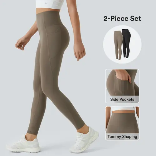 Halara 2-Piece UltraSculpt High Waisted Tummy Control Side Pocket Shaping Training Leggings Set #BackToSchool