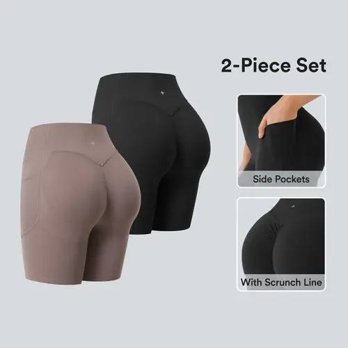 Halara 2-Piece UltraSculpt High Waisted Scrunch Butt Lifting Tummy Control Side Pocket Shaping Workout Biker Shorts Set #BackToSchool