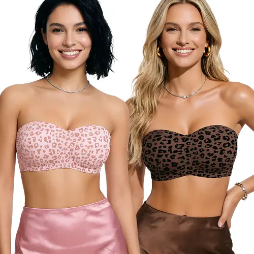 OEAK Womens Strapless Bandeau Jelly Bras Non Slip Bras Push Up Wireless Bras Supportive Seamless Bra Comfortable Tube Bra 1pc