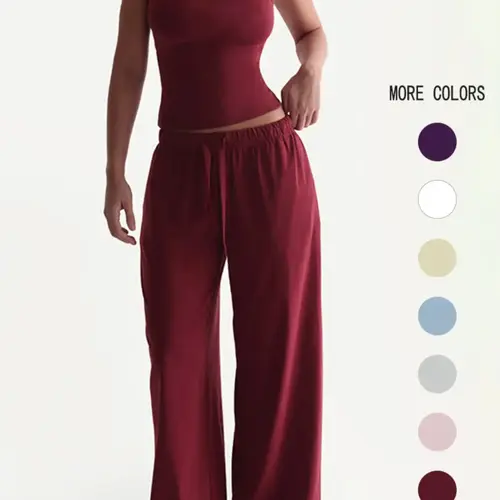 Two-Piece Set Women's Basic Solid Color Cami Top & Pants, Casual Chic Minimalist Sleeveless Top & Pants for Daily Wear, Ladies Summer Clothes, Soft Elastic Breathable Set Womenswear, Summer Outfit Set