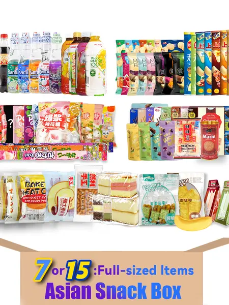 Asian Snack Box | 15 Full-Size Japanese Korean Chinese Snacks & Drinks Dessert Candy