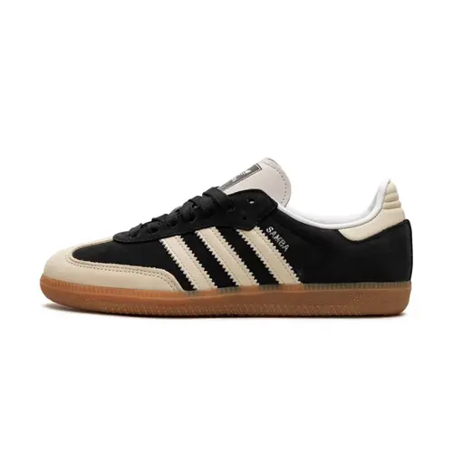 Adidas Samba OG Wonder White Women's Black & White Leather Old School Low Top Trainer Shoe - Durable Rubber Outsole, Daily Casual Comfort Footwear, Versatile Walking Sneaker Shoes