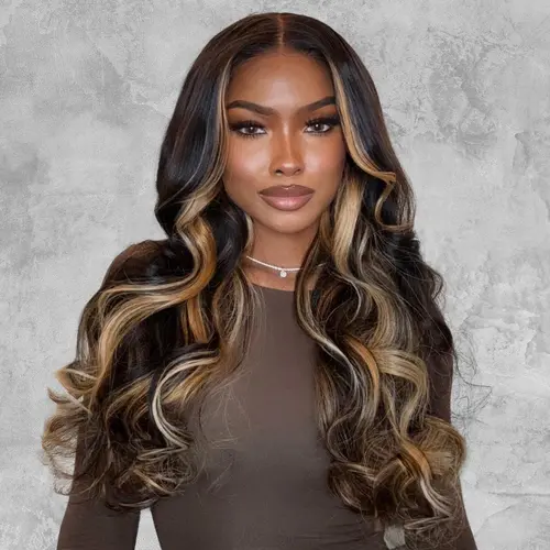 UNice Butterscotch Highlights Brown Loose Wave Human Hair Wig, 7x5 HD Lace Front, Pre-Cut, Pre-Plucked Natural Hairline, Glueless Wigs, Time Saver, Put On And Go, Beginner-Friendly