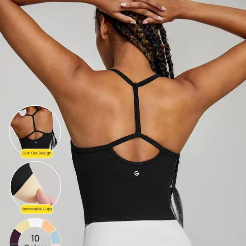 GLOWMODE FeatherFit T-Neck Racerback Tank Top Light Support Low Impact Yoga Studio TikTokShopBlackFriday