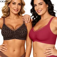 OEAK Wireless Jelly Bras for Women No Underwire Supportive Mesh Crossover Bra Seamless Push Up Full Coverage Everyday Bralettes