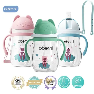 Oberni Sippy Cup for Toddlers 1-3 Years, 9oz/270ml 11.5oz/350ml Leakproof Straw Cup with Weighted Base, Non-Slip Handle Baby Water Bottle, BPA-Free Tritan Training Cup for Boys Girls,back to school,sohochic