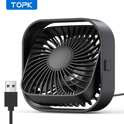 TOPK Portable Mini Fan, USB Rechargeable with 360° Rotatable Head, 3-Speed Adjustable Personal Desk Fan for Home & Office