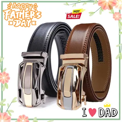 2pcs Men'S Ratchet Leather Belt Set - Sliding Belt Adjustable For Gift Mens Dress Fashion Belts1 3/ 8", Christmas Gift Ideal Men'S Belt Accessory,clothes for back to school,first day of school outfits,sohochic