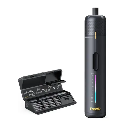 Fanttik S2 Pro Cordless USB Rechargeable Screwdriver Tool Kit - 7 Torque Settings (0.5-6N.m), 20 Magnetic 1/4''Hex Shank Work Tools, 90° Angle Adapter, LED Light, Batteries, USB Port, for Furniture Repairs, Father's Day Gifts,toolupgrade
