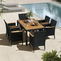【3 Packages Delivery】Yaheetech 5/7/9-Piece Patio Furniture Set, Outdoor Dining Table with 6 Chairs, Rattan Conversation Set with Soft Cushions for Backyard Deck Garden,