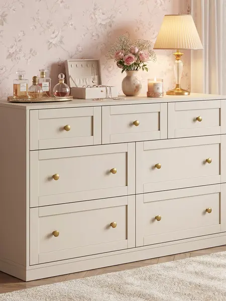 【SohoChic】RoyalCraft 3/7/9 Drawer Dresser, 3 Drawer Nightstand with Golden Round Knobs, Large Bedside Table, Modern Wood End Table, Accent Side Table Chest of Drawers for Bedroom, Living Room, Hallway, Closet