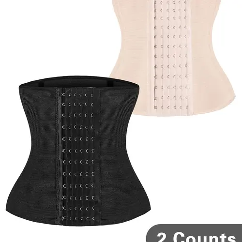 Women's Solid Color Hook & Eye Closure Waist Trainer, Adjustable Tummy Control Shaper, Shapewear Belts for Women