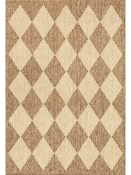 Sabina Geometric Diamond Trellis Decorative Area Rug - Non-Woven Polypropylene Indoor-Outdoor Rug, High-Traffic Durable, Easy-Care, for Outdoor Patios & Kitchens
