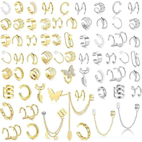 Fashion Ear Cuff Earrings, Non Piercing Earrings, Hypoallergenic Fake Earrings, Clip on Cartilage Earrings for Women, Trendy Jewelry, All-match & Exquisite Jewelry for Birthday Gift, Casual Earring Clip