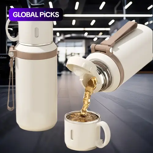 29 oz Stainless Steel Insulated Durable Water Bottle with Carry Strap, Portable Travel Flask for Hot and Cold Drinks, Outdoor Drinkware for Camping, Cycling, Home, and Office, Insulated Water Bottles #GLOBAL PICKS