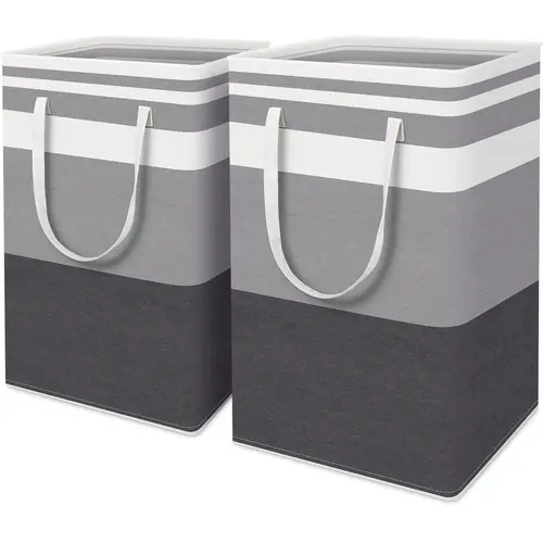 2-Pack 75L Tall Cotton Flax Laundry Hamper with Metal Frame, Waterproof Freestanding Collapsible Basket, Laundry Organization Containers for Dorm Use,sohochic