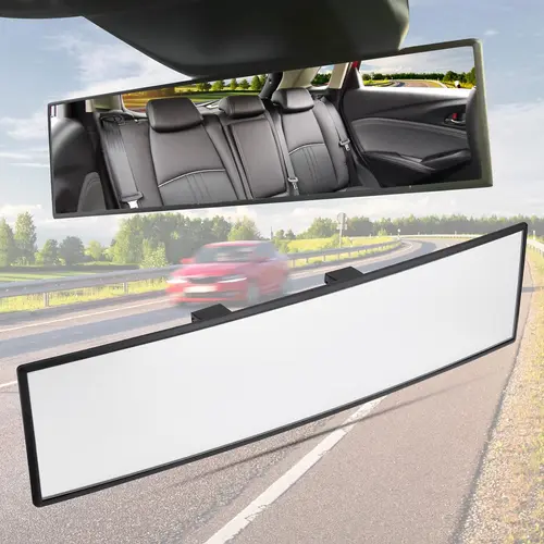 11.8" HD Glass Convex Automotive Car Rearview Mirror - Wide Angle, Anti-Shake, Enhanced Night Vision, 8S Quick Tool-Free Clip Install, Truck Accessories, Car Exterior Accessory for Highways, Rearmirror