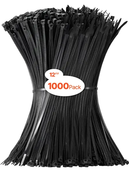 VEVOR Nylon Cable Zip Ties, 1000-Pack 12-in 0.18-in Width, 50LBS High Tensile Strength for Outdoor, Shed & Home Organization (Home Improvement Electrical Supplies),toolupgrade