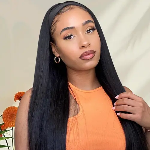 OQHAIR Headband Wig Human Hair Silk Straight Glueless Wig Brazilian Hair Wear And Go Wigs For Women 180% Density