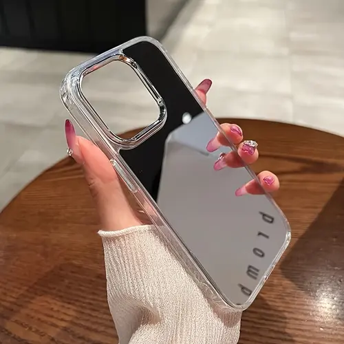 Mirror Phone Case for iPhone 17 Pro Max 16 15 14 13 12 11 Pro Max Plus, Reflective Mirror Back, Clear Transparent Slim Shockproof Case, Stylish Protective Cover,Makeup Mirror Smartphone Casing,Personalized Cute Cellphone Accessory