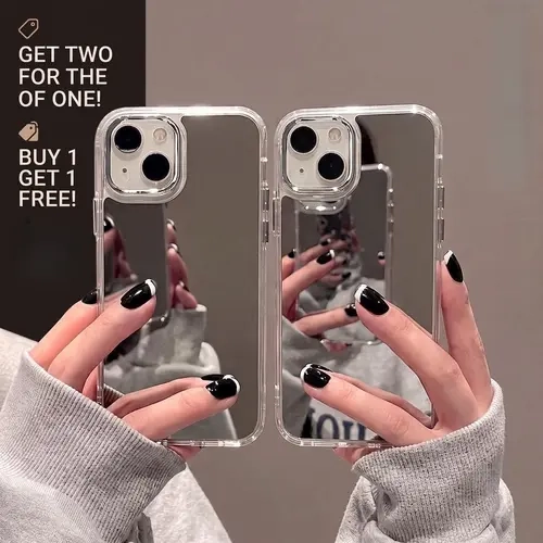 Buy 1 Get 1 Free! Makeup Mirror Cellphone Case for iPhone 17 Pro Max 16 15 14 13 12 11 Pro Max Plus - HD Reflection, Sharp Edge, Shockproof Smartphone Protector Accessory for Women, Accessories, Phone Case for iPhone 17 Pro Max, Iphone 15