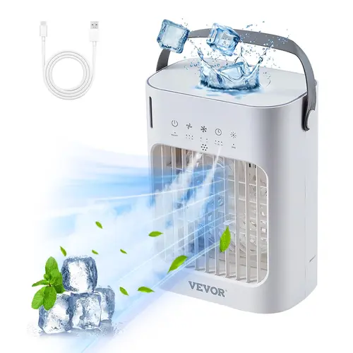 【toolupgrade】VEVOR Portable 4-in-1 Evaporative Air Cooler - 700ml Water Tank, Ultrasonic Mist, Adjustable Speed, Beat the Heat, Cooling Sleep, Stay Cool Household Swamp Cooler Fan