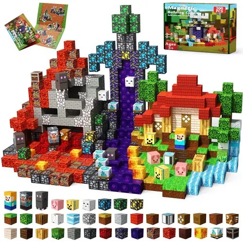 Magnetopia 200PCS Magnetic Building Blocks - STEM Montessori Kids Toys for Open Ended Play, Do It Yourself Creativity, 4-8 Years Old Boys Girls, Christmas Birthday Gift Ideas for Kids, Sensory Building Set,sohochic