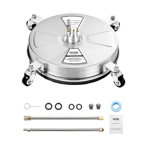 【toolupgrade】VEVOR 15" Heavy Duty Pressure Surface Cleaner - 4 Wheels, 4000 Max PSI, 2 Extended Wands, Quick Connect Driveway Attachment Accessories Set for High-Pressure Waterjet Units