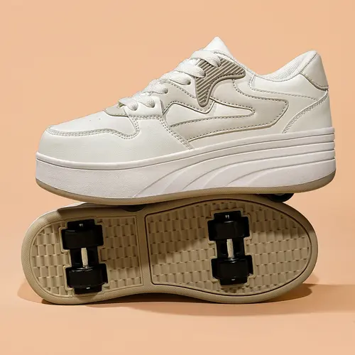 ANEFUN Kids 2-in-1 Multifunctional Roller Skates - Mesh Vented, Lockable PU Wheels, Padded Ankles, Sneaker Mode Ready, All Seasons Indoor/Outdoor Sports Footwear