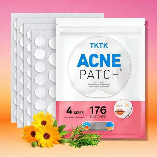 TKTK Acne Patch 6pcs x 30patches (176 Patches), Oil-Free Hypoallergenic, Overnight Repair & Invisible Design, Acne Spot Treatment XL Hydrocolloid Bandages for Full Face, Forehead pimple patch,Back and Body Skincare  pimple patches,sohochic