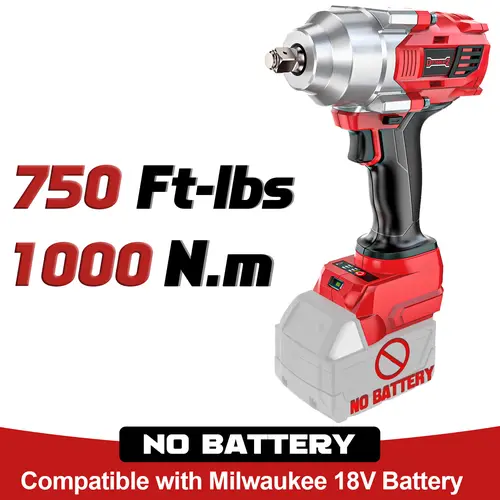 1300/1000N.m Impact Wrench 1/2 inch Compatible with Milwaukee 18V Battery (Battery NOT Included!), High Torque Brushless Impact Gun with 4-Mode Speed toolupgrade