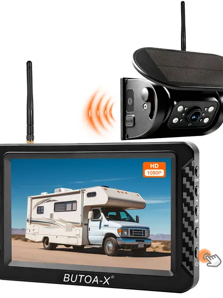 BUTOA-X X5 Wireless Magnetic Backup Camera System with 5'' Monitor, Solar Charging, Auto Sleep Mode, No Wiring, 1080P Digital Camera, Waterproof, Safety Vehicle Accessory for Trucks, RVs toolupgrade