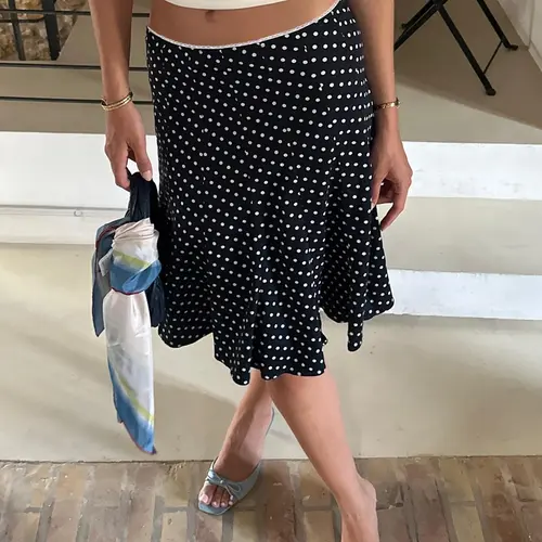 Women's Polka Dot Print Skirt, Flowy Casual Skirt, Casual Fashionable Skirt for Daily Holiday Vacation Wear, Elegant Ladies Mermaid Skirt Bottoms