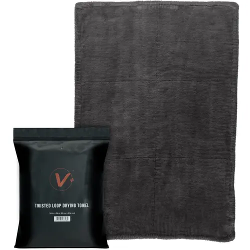 VIKING V+ Premium Microfiber Towel for Car Drying, Twisted Loop, Soft and Super Absorbent, Thick 1200gsm Towel for Car Detailing Kit, Grey, 24 Inch x 36 Inch, 1 Pack